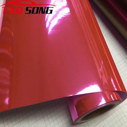 Strechable Pink Black Silver Red Blue Mirror Chrome Electroplate Vinyl Car Wrap Foil Decal Car Motorcycle Sticker With Air Free
