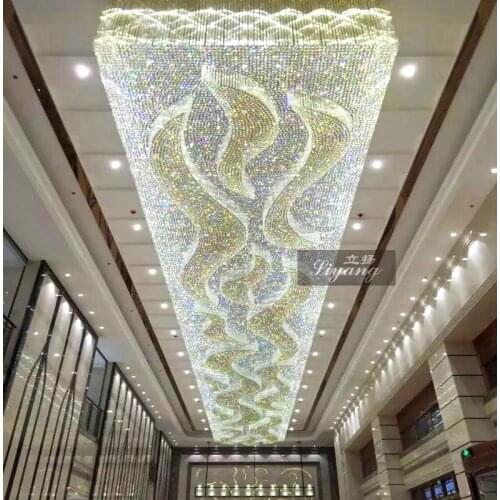 Luxury rectangular auspicious crystal lamp hotel lobby hotel corridor sales department club jewellery shop engineering lighting
