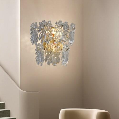 Luxury Glass Wall Lamp Nordic Postmodern Bedroom Bedside Living Room Wall Light E14 Corridor Staircase Background Sconce Lamp