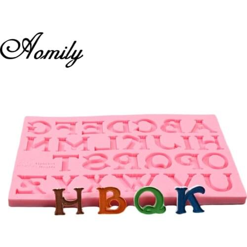Aomily Silicone Cake Mold Fondant Mold Uppercase Letter Chocolate Jelly Candy Bakeware Mold DIY Pastry Soap Mould Baking Tool