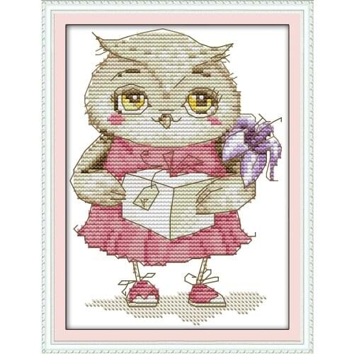 A dog with a red scarf cross stitch kit aida 14ct 11ct count print canvas stitches embroidery DIY handmade