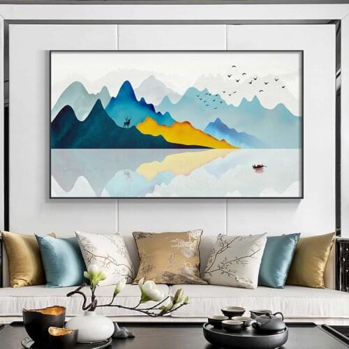Modern Landscape Mountains Canvas Painting posters and print Art Wall New Chinese Pictures for Living Room Bedroom Home Deco