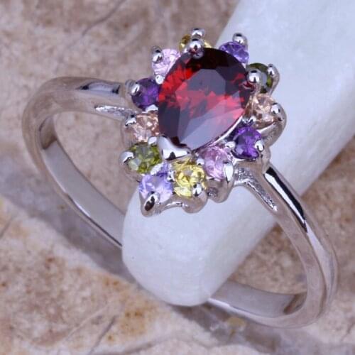 Sparkling Multicolor Multigem Silver Plated Ring Size 5 / 6 / 7 / 8 / 9 D932