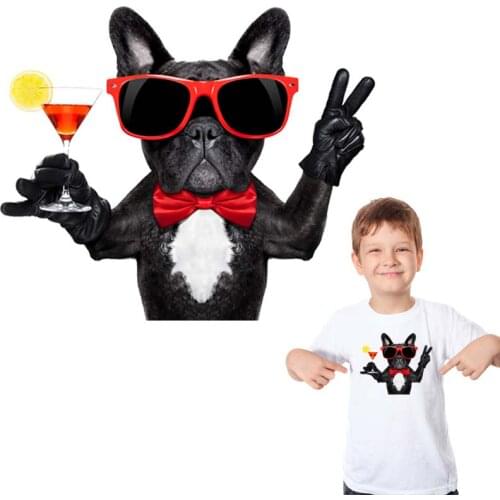 French Dog Badges Transfers Washable Parches Garment Diy Heat Print On T-Shirt Dresses Sweater Iron-On Transfers