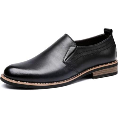 Mens Quality Genuine Leather Shoes Casual New Business Formal Wedding Basic Shoes Men Black Man Dress Genuine Leather Shoes