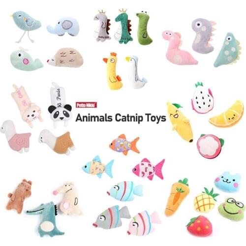 Animal Fruit Shape Cat Chew Toys Cute Soft Plush Catnip Toys For Pet Funny Interactive Kitten Cat Mint Bite Toy Pet Accessories