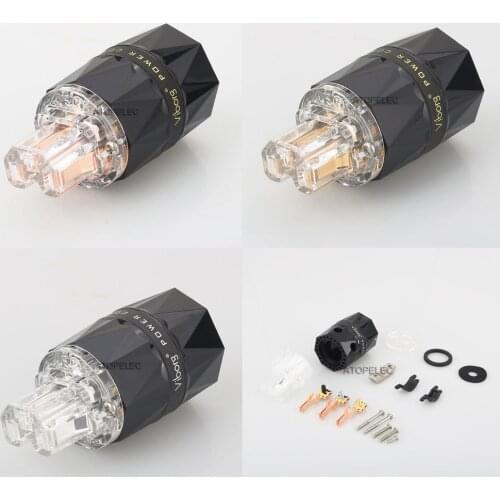 VIBORG Clear Diamond Shell 99.998% Pure Red Copper IEC Female Power Plug Connector Silver/Gold/Rhodium Plated HiFi Audio VF503