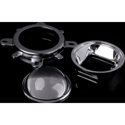 1 set for 20W -100W high power LED 44mm optical glass LED lens 120 degree + reflector collimator + fixed bracket 3 in 1 kit