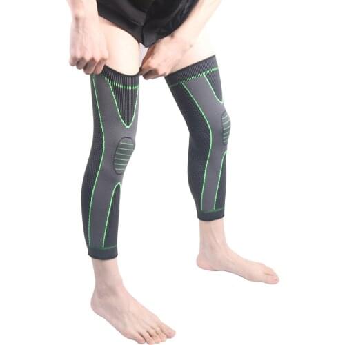 1pc Green Lengthen Stripe Sports Knee Protector Pads Non Slip Bandage Leg Support Leggings 1 Pcs Long Knee Pads