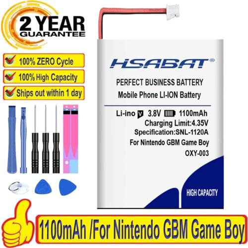 100% Original HSABAT 1100mAh Battery For Nintendo GBM Game Boy Micro OXY-003