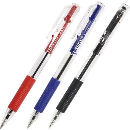12 Pcs Plastic Ball-point Pen Red, Blue and Black Colors Ballpoint Custom Transparent Ballpoint Pen Luxury