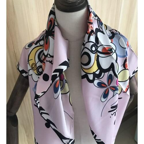 2020 new arrival spring classic flower pattern 100% pure silk scarf twill hand made roll 90*90 cm shawl wrap for women lady