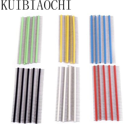 30pcs/LOT Pin Connector Male 2.54mm Pitch Pin Header Strip Single Row 40 pin Connector Kit for PCB board 6 Colors Each 5pcs