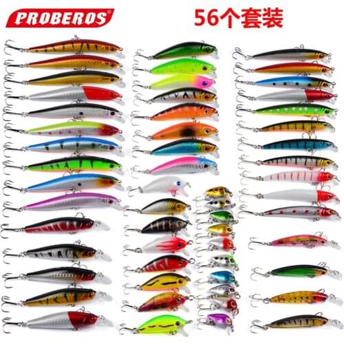 56pcs/set Fishing Lures Box River Lake Ocean Hard Bait Fish Artificial Baits Mini bionic Fishing Wobble Fishing Tools