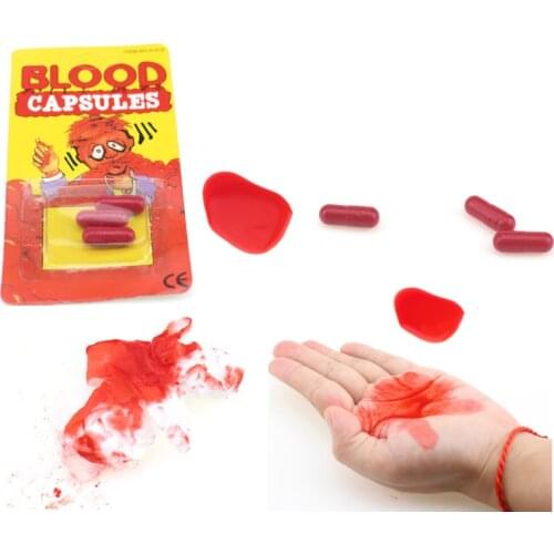 6Pcs/lot Vomiting Blood Capsules Fake Blood Pill Fancy Dress Vampire Halloween and April Fools Day Joke Horror Prank Toys