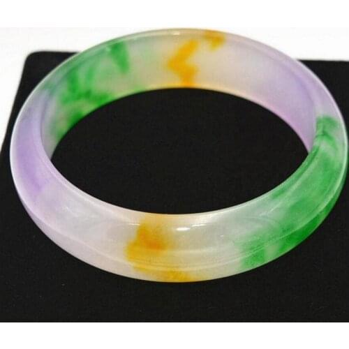61-62MM Chinese Natural Nephrite Lavender Green Jade Gems Bangle Bracelet AAA