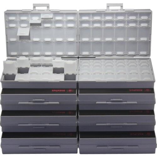 AideTek Box Organizer Craft Beads Storage lids empty enclosure SMD SMT organizer surface mount plastic toolbox white 8BOXALL48