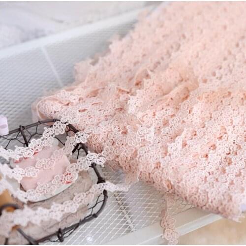 10 Meters Lace Trim Pink Polyester Lace Applique for Clothes Home Textiles Apparel Sewing Lace Fabric 14mm