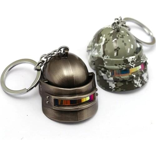 Big Level 3 Helmet PUBG 3D Keychain Metal Pendant Camo Key Ring Link Chain Helmets llaveros For Men Car Bag Helmet