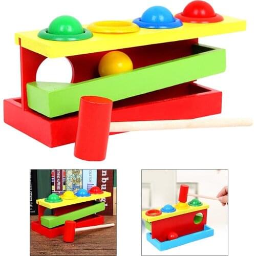 Wooden Small Hammer Baby Playing Knocking Balls Knock Ball Toys Children Montessori Early Educational Toy