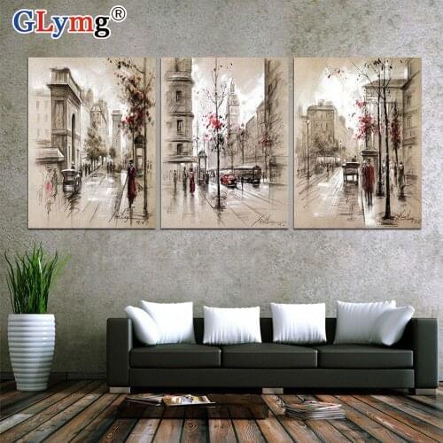 Diy Diamond Painting Cross Stitch Triple Combination Street Scenery Diamond Embroidery Full Drill Rhinestones Mosaic Home Decor