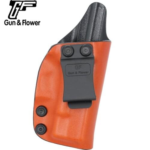 Gunflower Inside the Waistband Kydex Gun Pouch with Leather Outside Kydex Holster with Belt Clip for Glock 26/27/33