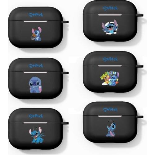 Quality Black Cover For Bluetooth Earbuds Apple AirPods Pro Generation 3 Wireless Earbuds Case Stitch and Lilo Cartoon Design