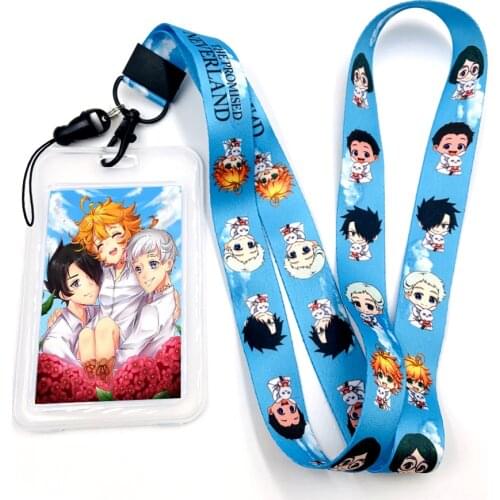Anime The Promised Neverland Lanyard Phone Neck Strap Key Chain USB ID Card Badge Holder Porte Bus Bank Credit Case Cartoon Cove