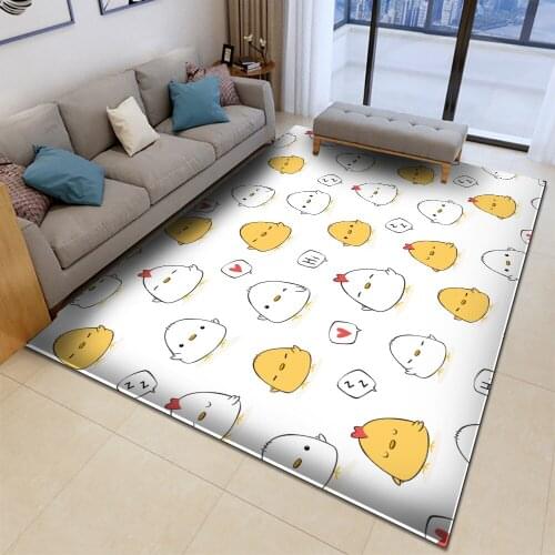 2021 Alfombra Cute Yellow White Chicken Pattern Flannel Carpet Non-Slip Carpet Rectangular Bedroom Living Room Home Decor Carpet