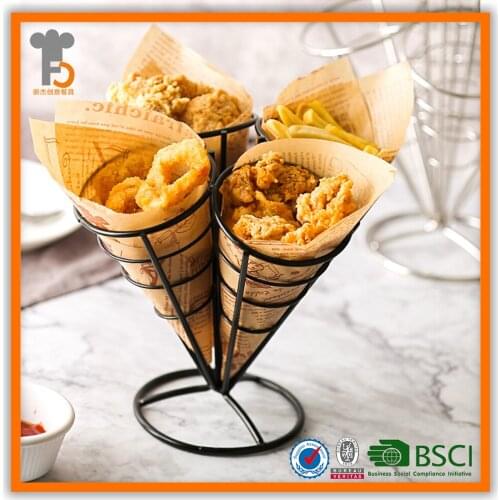 Creative iron art restaurant taco chips rack fried chicken popcorn coffee shop tableware egg ice-cream cone shaped shelf