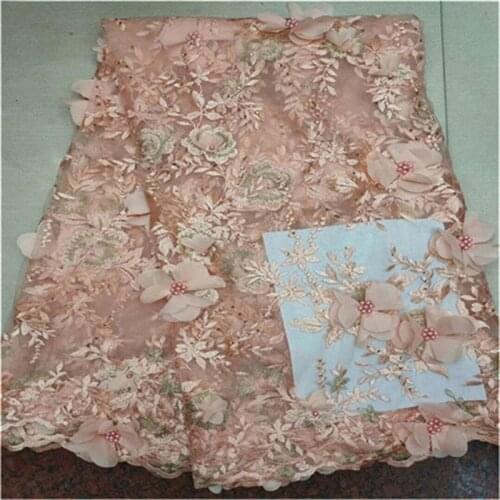 Green Lace Fabric, Bridal Lace Fabric, Lace Embroidery Luxury Fabric, beads stones Lace 3D Flower pink