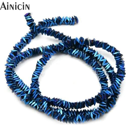 Special Shape Square Angular Hematite Beads 2x3mm Blue Purple Gold Silver Plating DIY Jewelry Making Spacer Beads 5pcs/lot