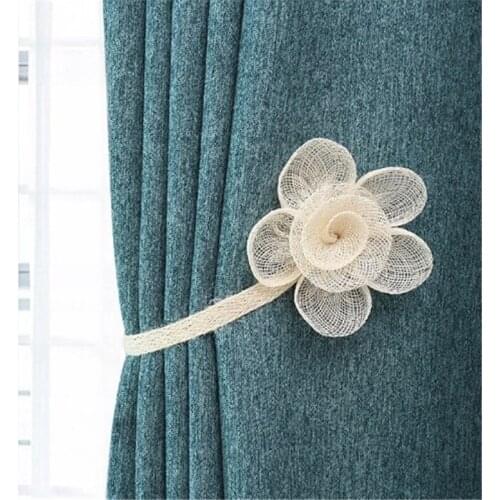 Burlap Flower Magnet Curtain Holders Weave Rope Tieback Clip Hanging Ball Buckle Tie Back Straps Accessories Home Decoration