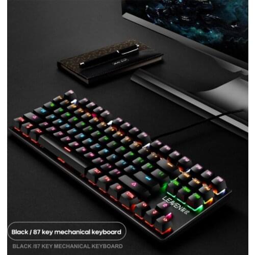 Punk Mechanical Keyboard Four Steps Six Row Suspension Key Cap 87 Keys Green Axis Gaming Competitive Office Notebook Keyboard