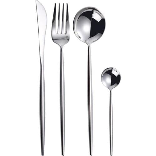 4pcs Dinnerware Travel Cutlery Set Camping Tableware Reusable Utensils Dinner Set Table Knife Fork Ice Spoon Portable Household