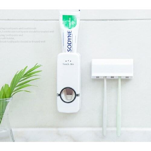 Bathroom Accessories Set Toothbrush Holder Automatic Toothpaste Dispenser Holder Toothbrush Wall Mount Rack Bathroom Tools Set