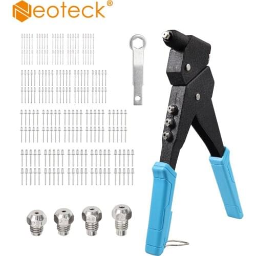 Neoteck Hand Threaded Rivet Nut Gun 360 Degree Rotate Rivets Gun With 200Pcs Rivet Heavy Duty Riveter Set Pop Rivet Gun