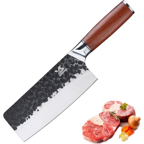 BIGSUNNY 6.5" Handmade Forged Nakiri Knife Vegetable Knife stainless steel with Rosewood Handle