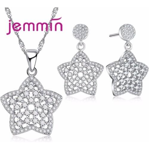 Original 925 Sterling Silver Jewelry Set Radiant Petals Flower Jewelry Sets Necklace Earrings Jewelry for Women