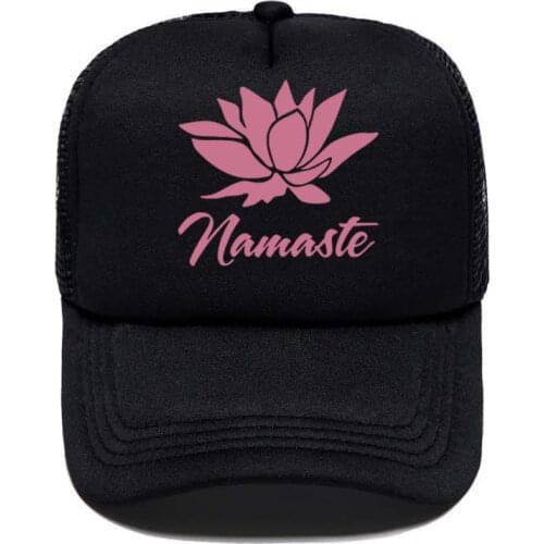 NAMASTE Print Casual Funny Baseball Cap Trucker Hat For Women Men Unisex Mesh Adjustable Size Parent-child Hats