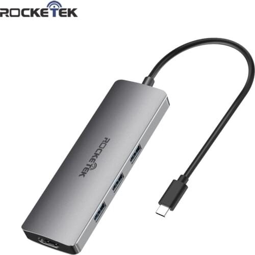 Rocketek Type C USB 3.0 HUB to Multi 4K HDMI-compatible RJ45 Adapter Dock for MacBook Pro PD 3.1 Port SD/TF Micro SD Card reader