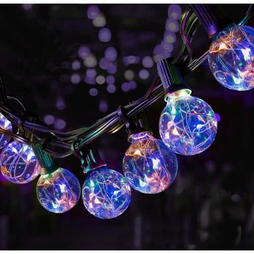 Christmas 25 Bulb Holiday Lighting String Warm White RGB 9.5m G40 LED String Light Weding Party Backyard Decoration Waterproof