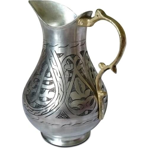 Hand Yapmı Chisel Embroidered Tumbled Copper Jug 1900 Ml Natural Naturel