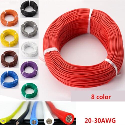 50metre Silicone Wire 20AWG 22AWG 24AWG 26AWG 28AWG 30AWG Silicone Cable Ultra Flexiable Test Line High Temperature