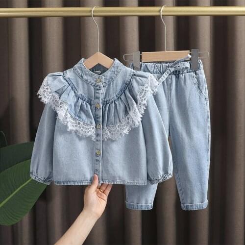 Spring Baby Girls' Clothes kids outfit sets Denim Jacket + Jeans Suits for toddler girls clothing baby Fashion Design sets