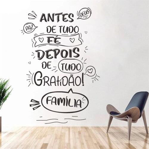 Paz Antes Deus De Tudo Fé Portuguese Quotes Vinyl Wall Stickers Wallpaper For Livingroom Bedroom Decoration Mural Decals RU2255