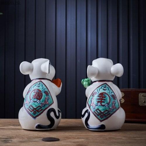 WDDSXXJSL Chinese style simple animal sculpture ceramic handicraft decoration home living room desktop ceramic decoration