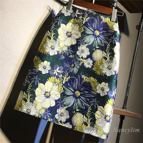 Flower Embroidered Skirt Women 2021 Summer Korean Fashion High Waist One Step Temperament Hip Skirts Knee-length Jupe Femme