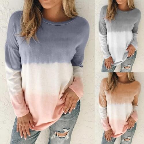 #H40 Oversized Hoodie Women Tie Dye Print Plus Size Hoodies Gradient Pullover ONeck Long Sleeve Sweatshirt Spring Fall Tops
