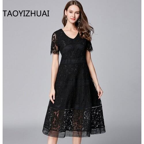 TAOYIZHUAI summer regular short sleeve slim loose solid V neck Knee length natural factor casual style ladys dress 11620